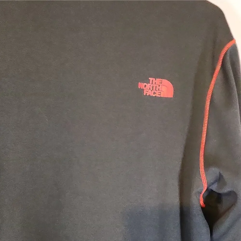 The North Face Men's Track Jacket Full-Zip Knit Stand Collar Black Grey /Red M